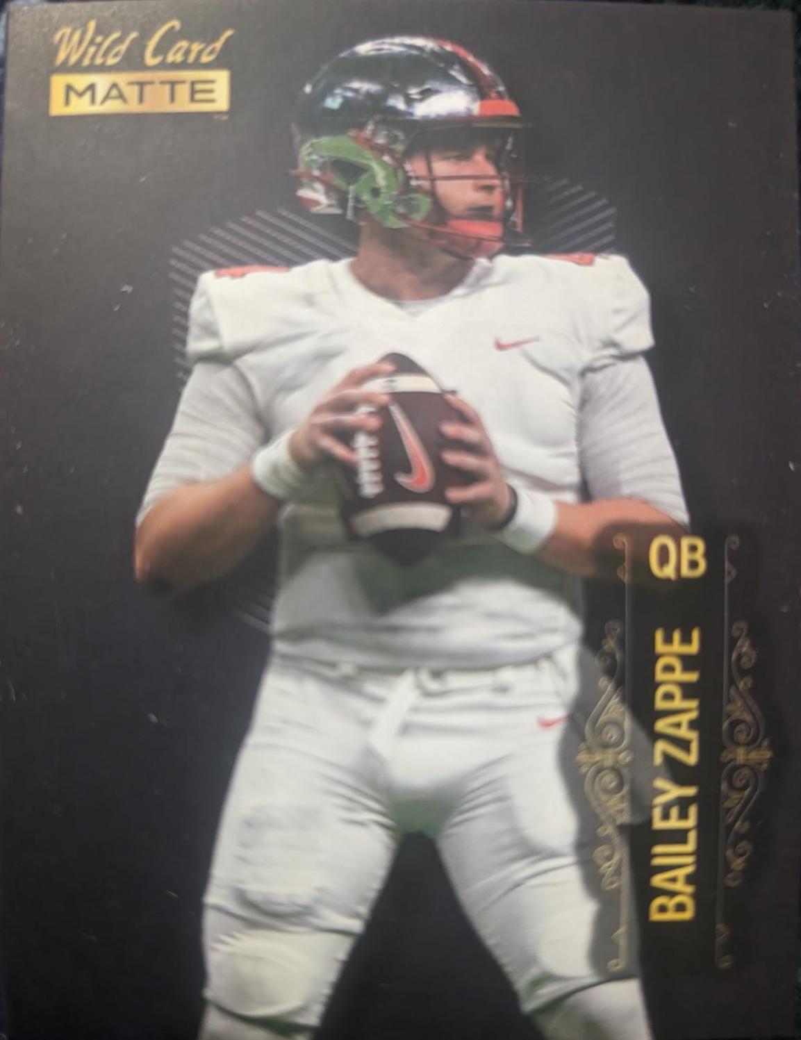 Bailey Zappe #MB-5 Football Cards 2022 Wild Card Matte Black