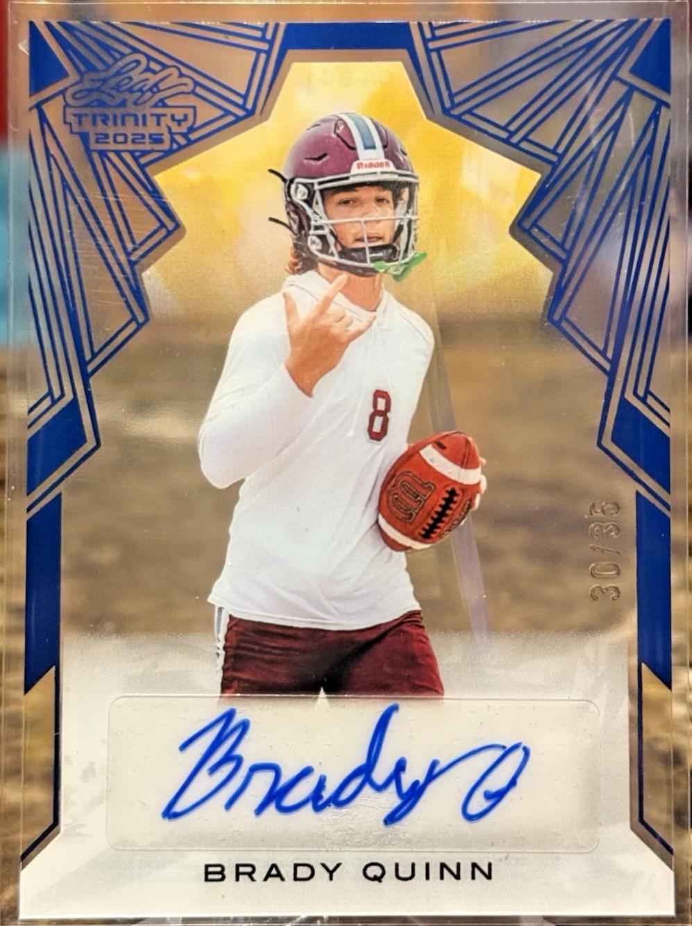 Brady Quinn #CA-BQ1 2025 Leaf Trinity Clear Autograph Football