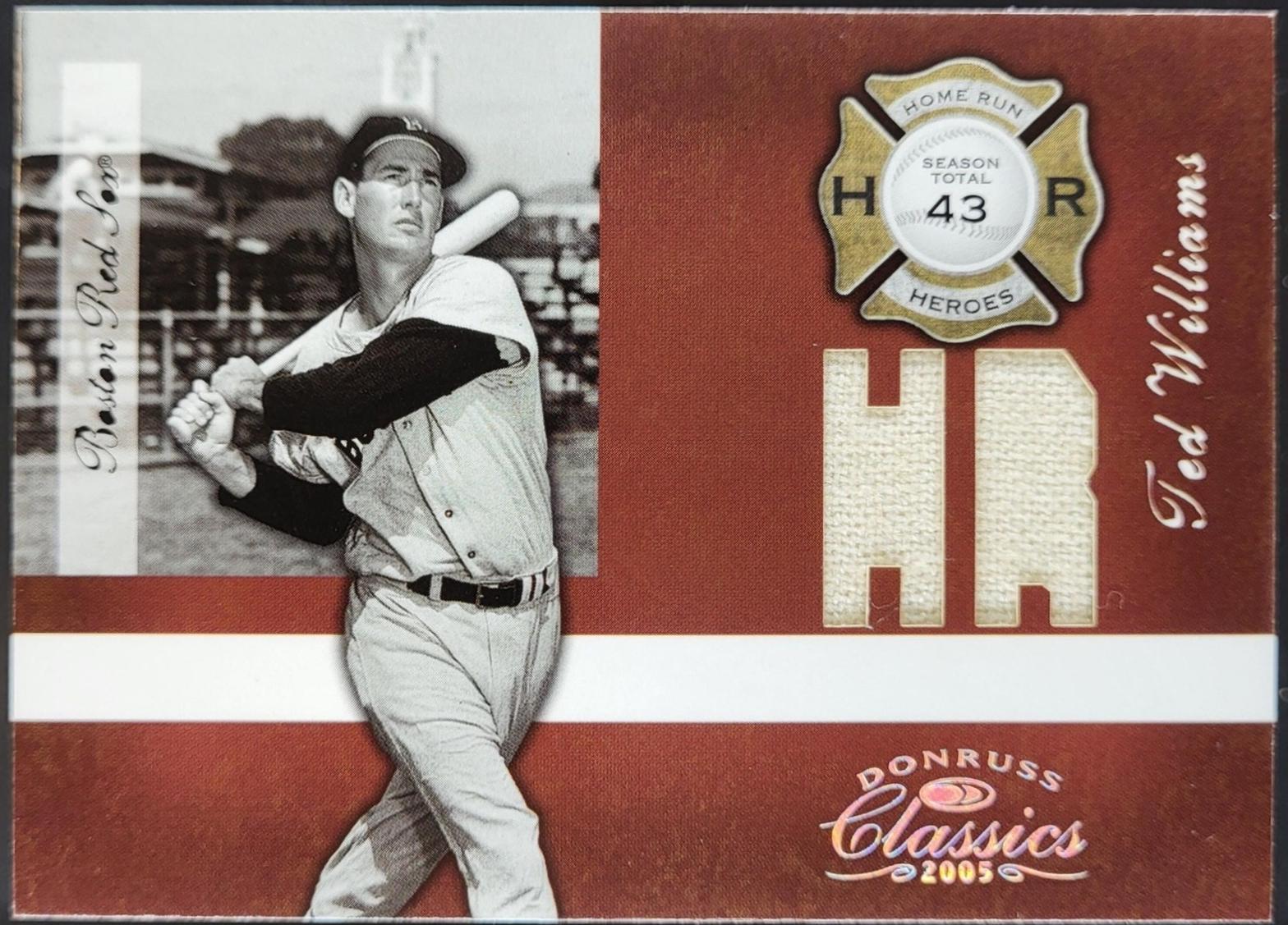 Ted Williams #HR-9 2005 Donruss Classics Baseball Home Run Heroes Materials