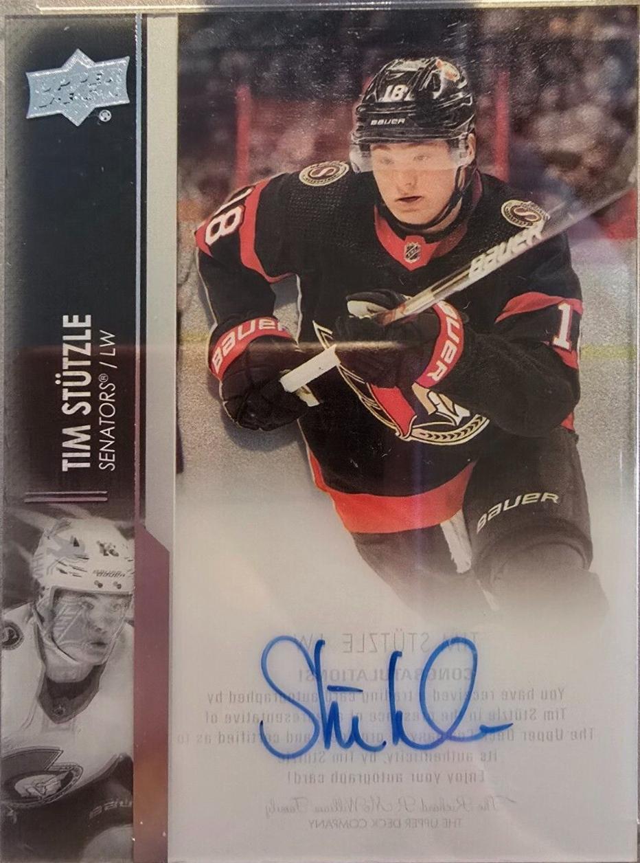Tim Stutzle #CC-TS 2021 Upper Deck Clear Cut Autograph Hockey