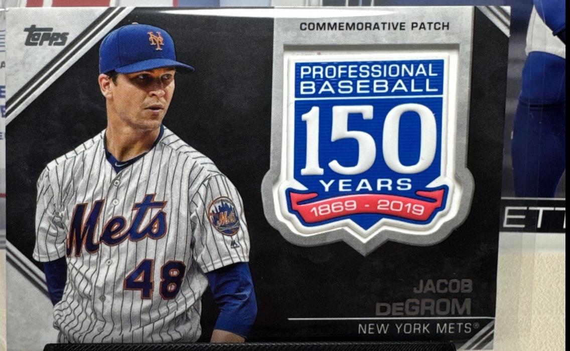 Jacob deGrom #AMP-JDE 2019 Topps 150th Anniversary Commemorative Patch Baseball
