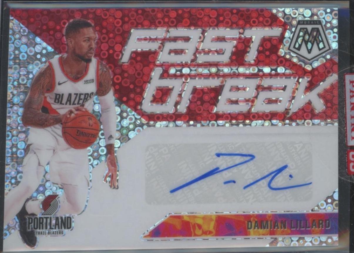 Damian Lillard #FB-DLL Basketball Cards 2019 Panini Mosaic Autographs Fast Break
