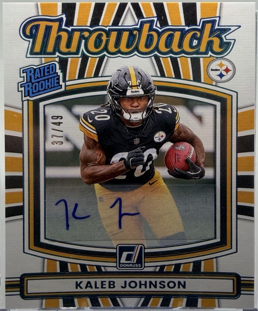 Kaleb Johnson #46 2025 Panini Donruss Rated Rookie Throwback Autograph Football