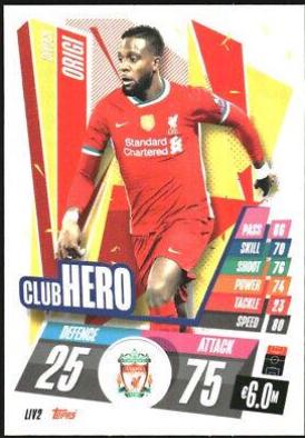 Divock Origi #LIV2 Soccer Cards 2020 Topps Match Attax UEFA Champions League