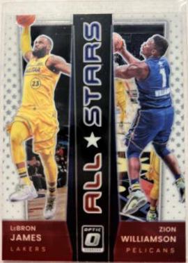 LeBron James, Zion Williamson #1 Basketball Cards 2021 Panini Donruss Optic All Stars