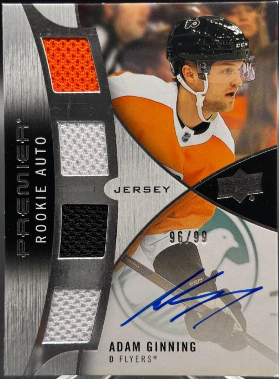 Adam Ginning #PRA-AG Hockey Cards 2023 Upper Deck Premier Rookie Auto Jersey