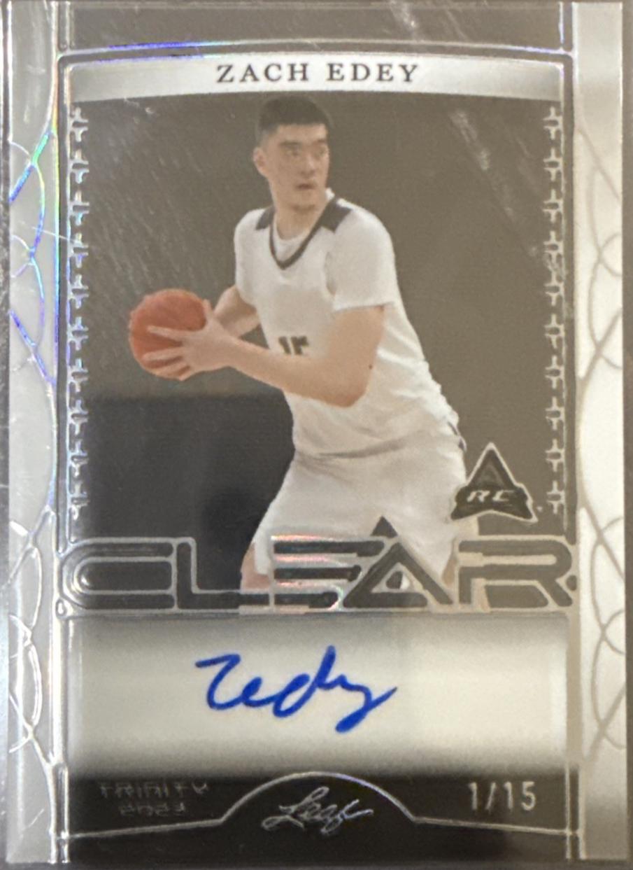 Zach Edey #CA-ZE1 2023 Leaf Trinity Clear Autograph Basketball