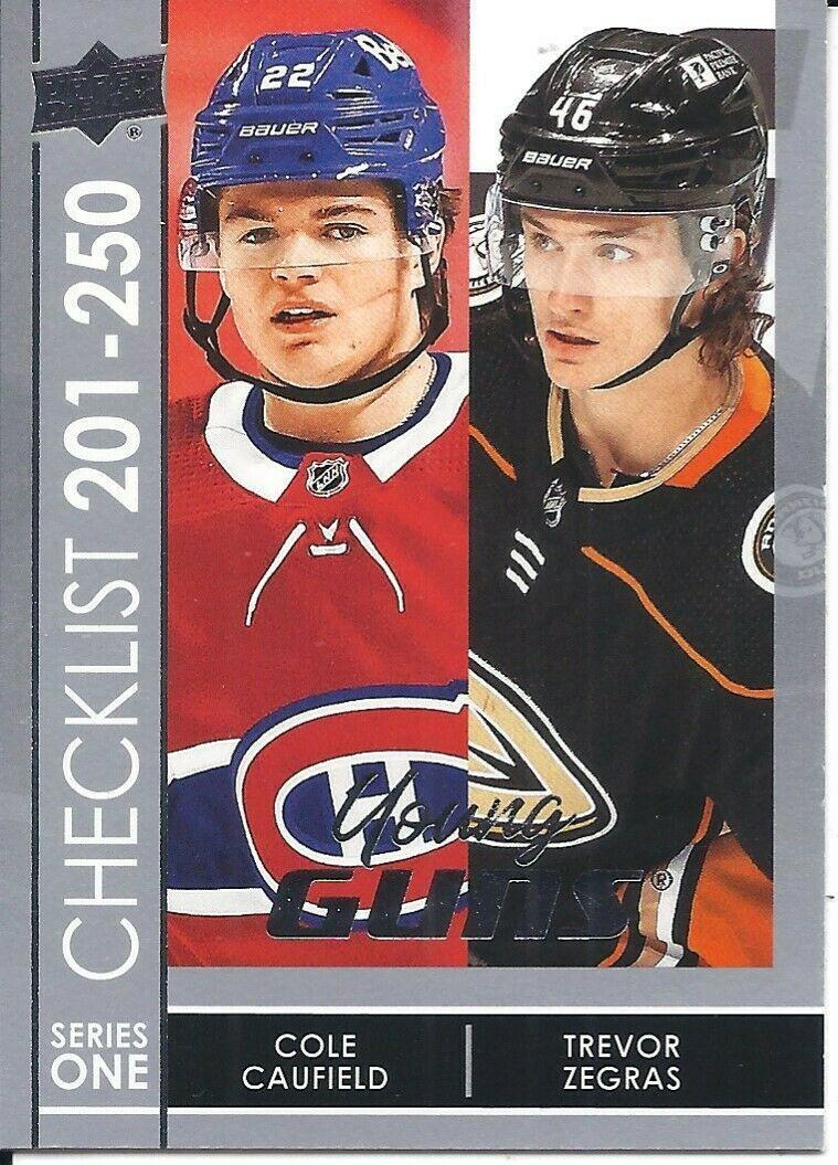 Cole Caufield, Trevor Zegras #250 Hockey Cards 2021 Upper Deck