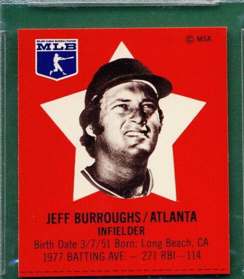 Jeff Burroughs Baseball Cards 1978 Pepsi Cola Superstars Hand Cut