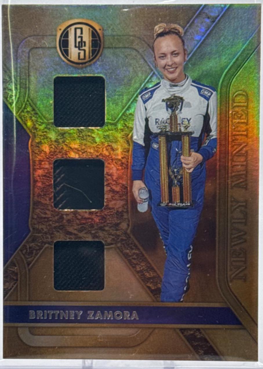 Brittany Zamora #GS-BZ Racing Cards 2023 Panini Chronicles NASCAR Gold Standard Newly Minted Memorabilia