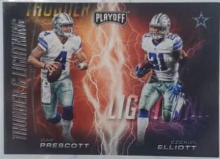 Dak Presscott Ezekiel Elliott #1 Football Cards 2017 Panini Playoff Thunder and Lightning