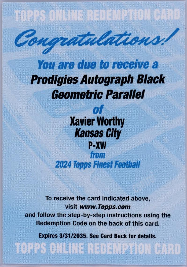 Xavier Worthy [Black Refractor] #P-XW