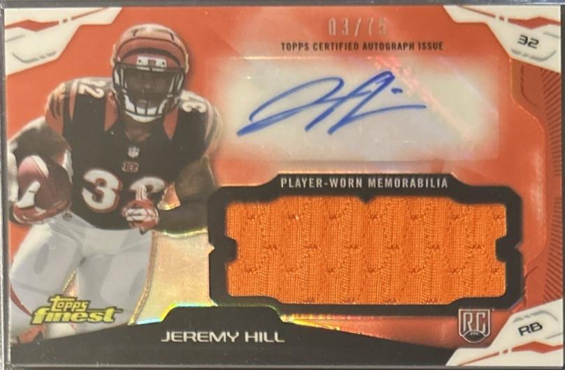 Jeremy Hill #JH Football Cards 2014 Topps Finest Autograph Jumbo Relic Refractor