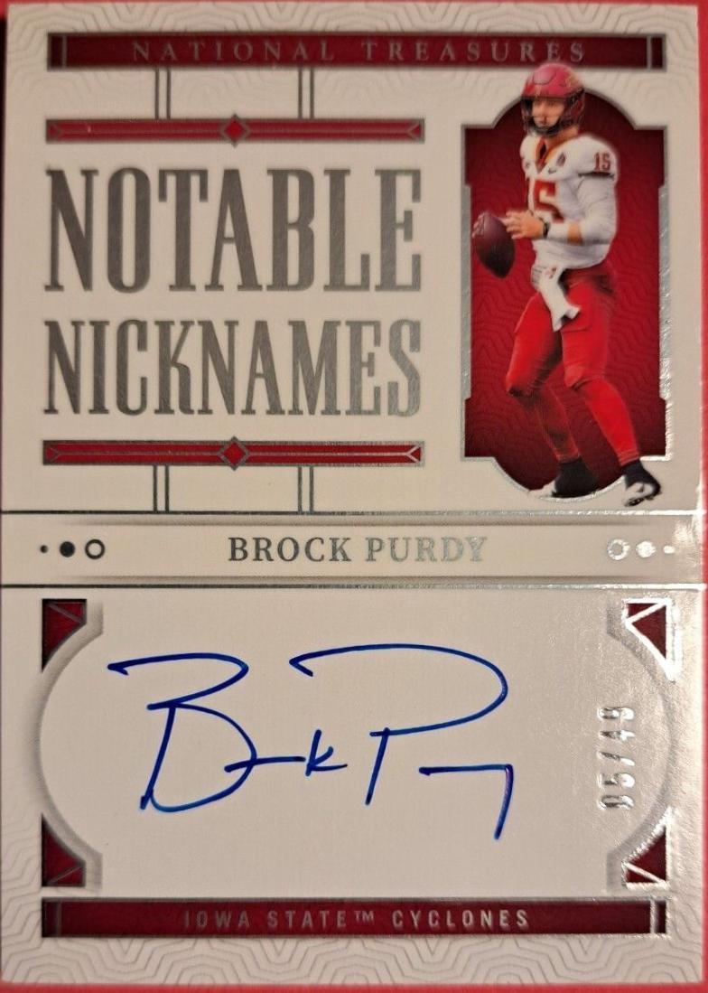 Brock Purdy #NN-JP Football Cards 2024 Panini National Treasures Collegiate Notable Nickname