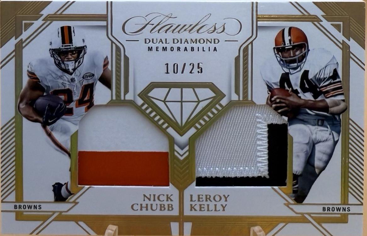 Nick Chubb / Leroy Kelly #5 Football Cards 2023 Panini Flawless Dual Diamond Memorabilia