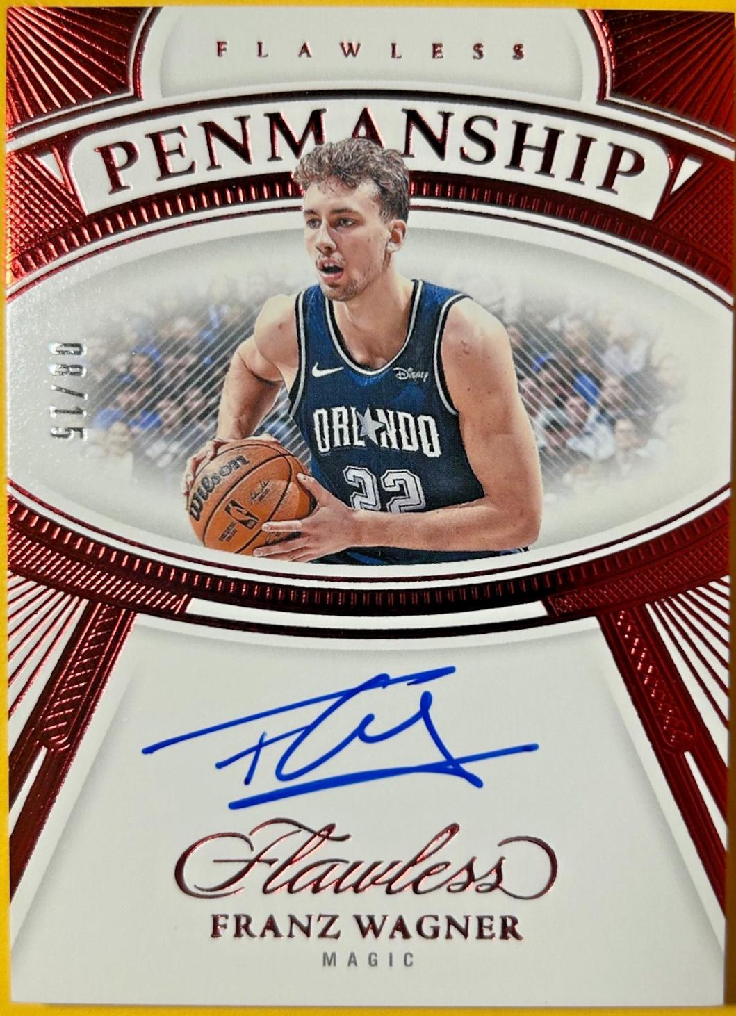 Franz Wagner #4 Basketball Cards 2023 Panini Flawless Penmanship