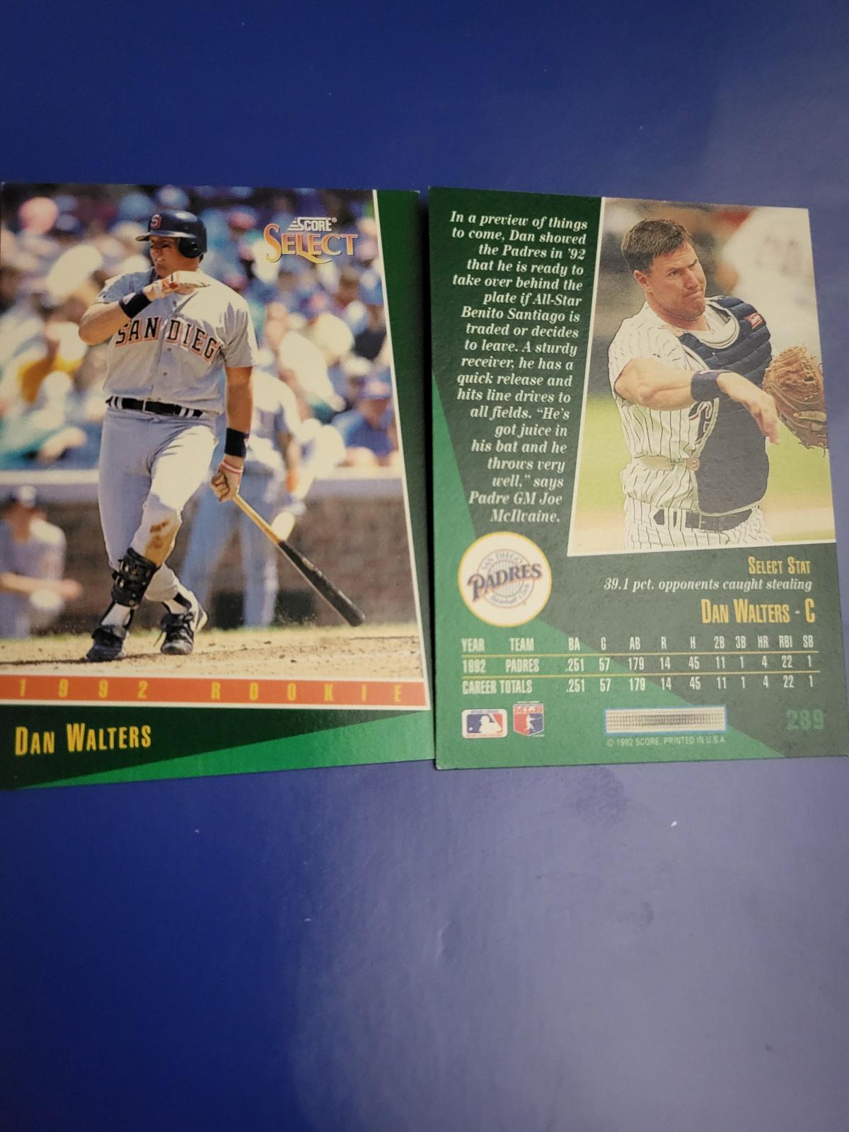 Dan Walters #289 Baseball Cards 1993 Score Select