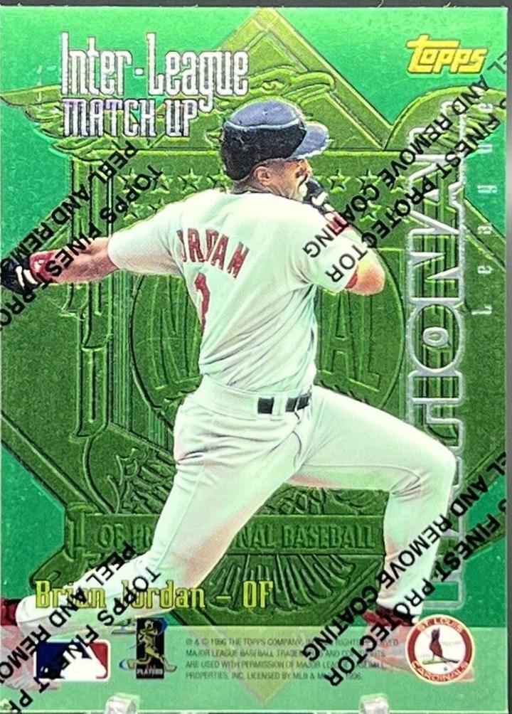 Brian Jordan, Johnny Damon #ILM7 Baseball Cards 1997 Topps Inter League Match Ups