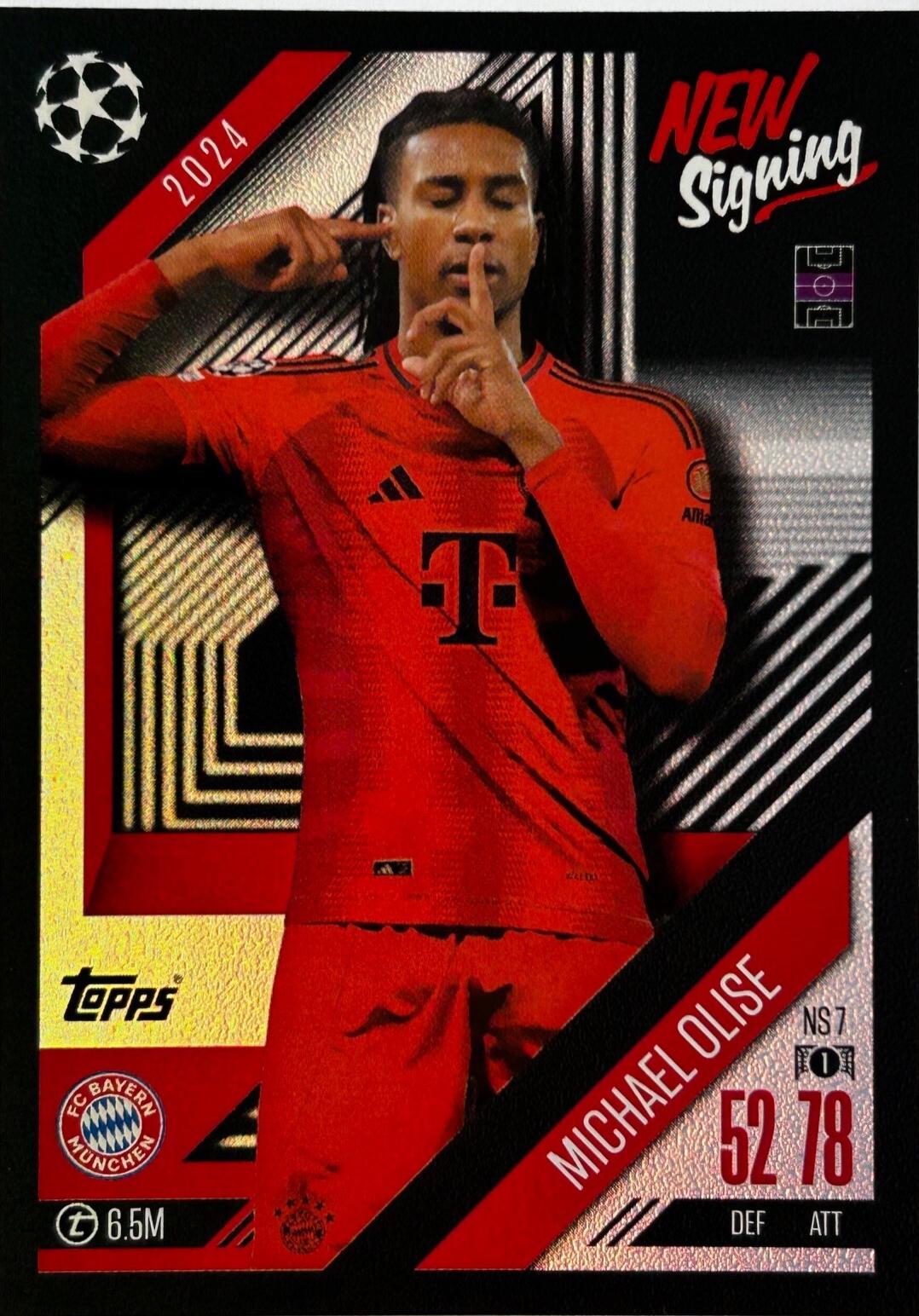 Michael Olise #NS7 Soccer Cards 2024 Topps Match Attax UEFA New Signing