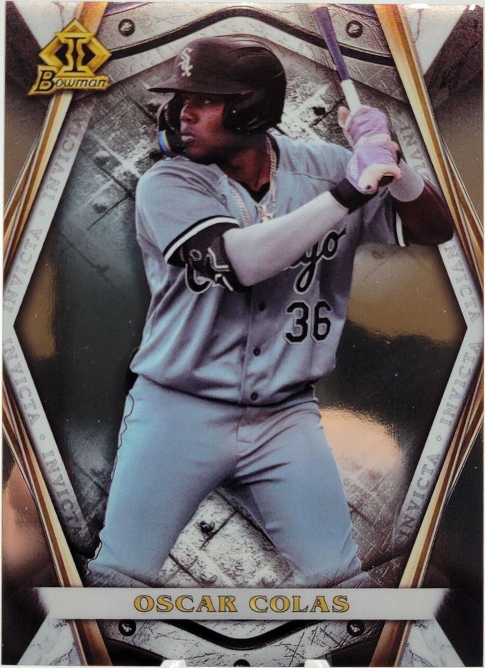 Oscar Colas #BI-25 Baseball Cards 2022 Bowman Draft Invicta