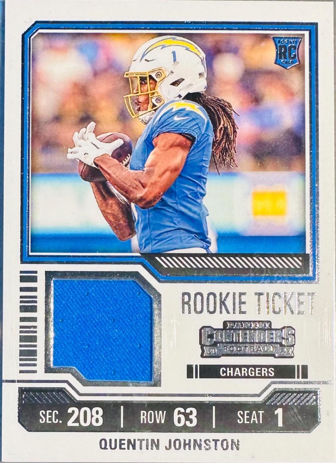 Quentin Johnston #TS27 Football Cards 2023 Panini Contenders Rookie Ticket Swatch