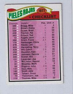 Redskins Checklist