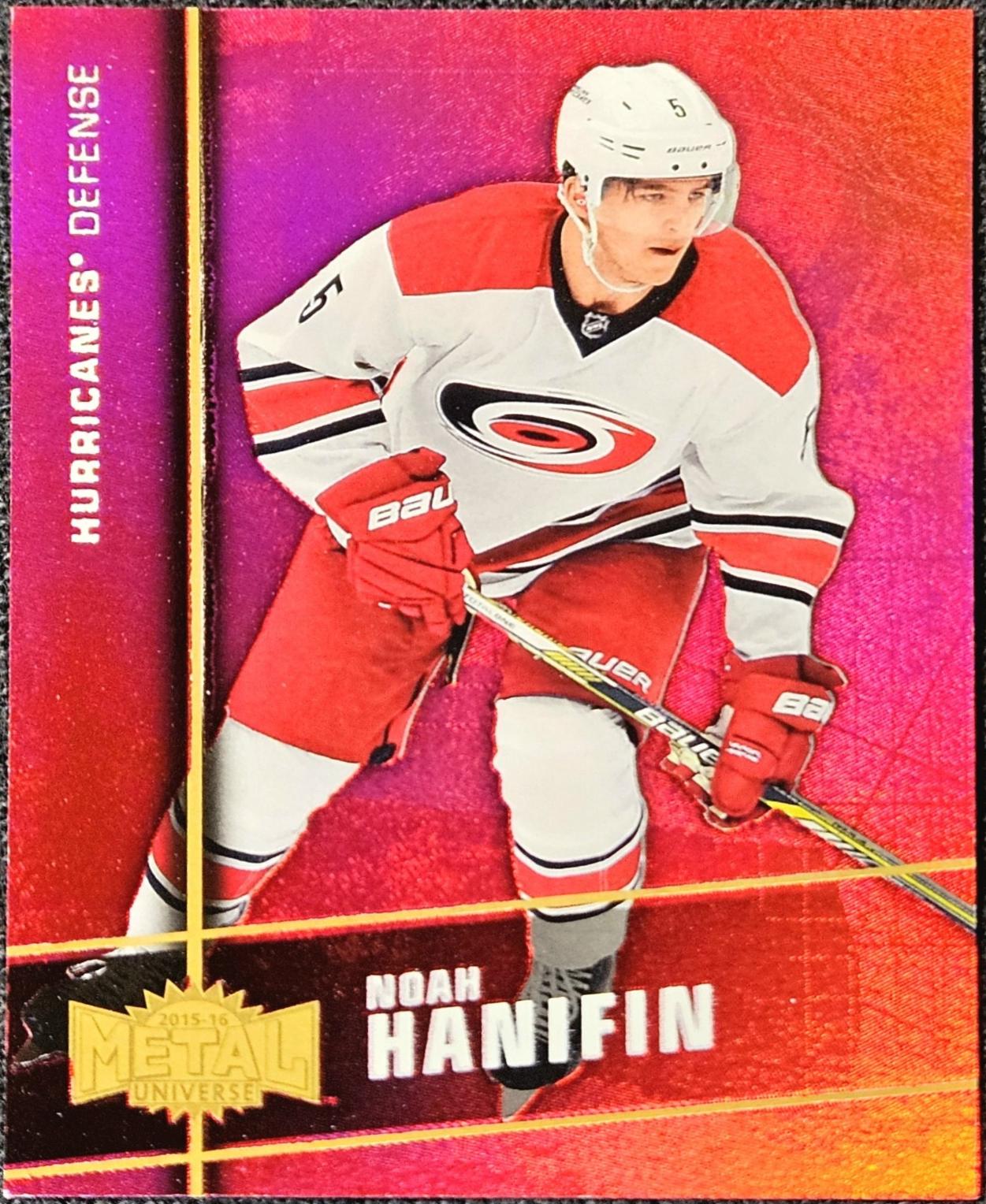 Noah Hanifin #MU-7 2015 Fleer Showcase Metal Universe Rookie Hockey