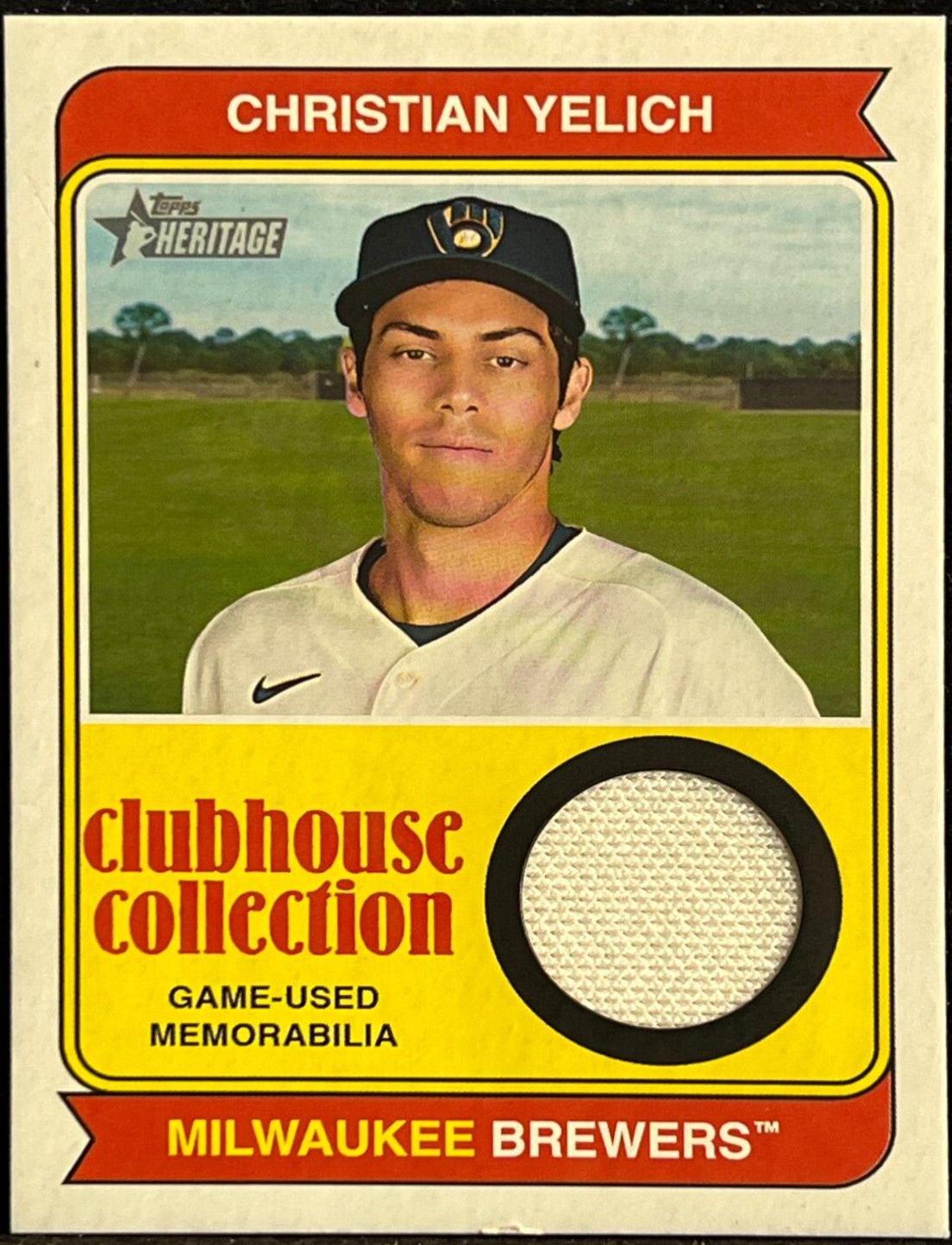 Christian Yelich #CCR-CY Baseball Cards 2023 Topps Heritage Clubhouse Collection Relics