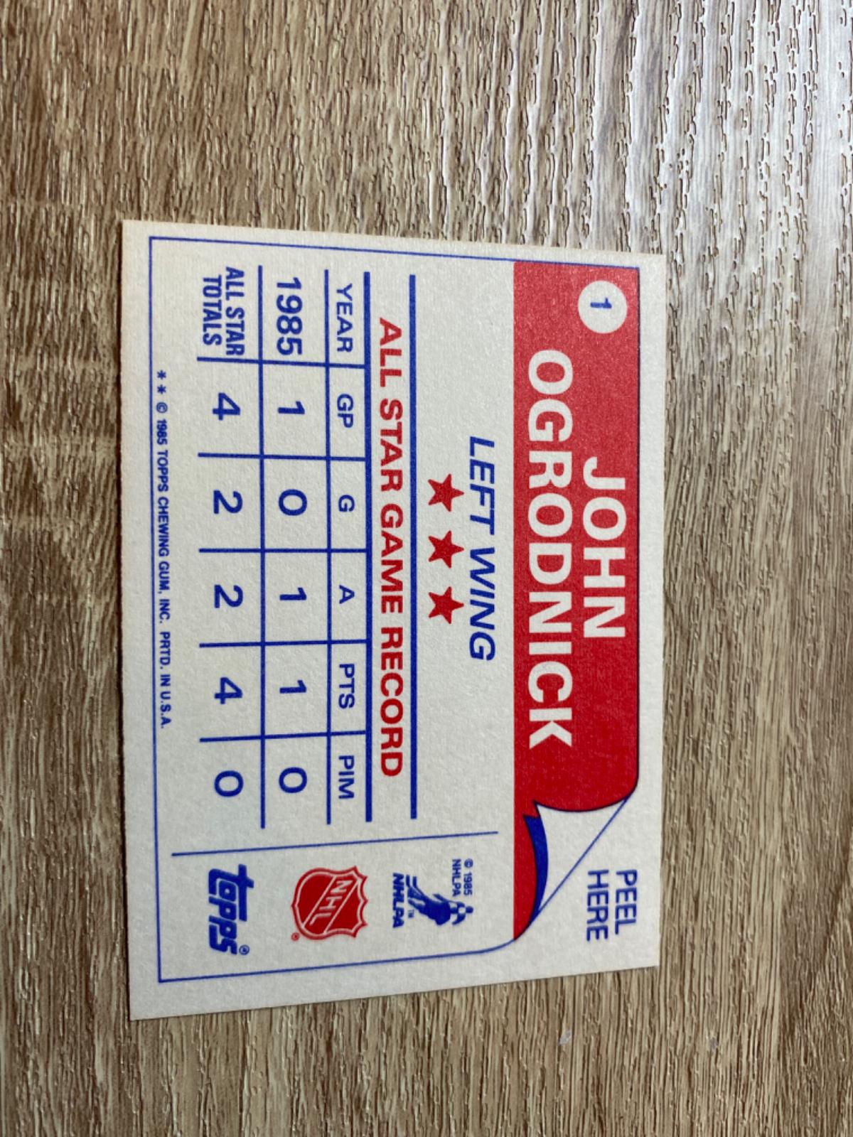 John Ogrodnick #1 Hockey Cards 1985 Topps Stickers