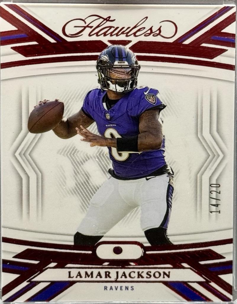Lamar Jackson #3 Football Cards 2023 Panini Flawless