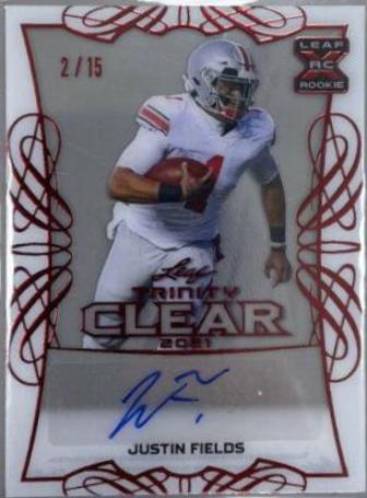 Justin Fields #CA-JF1 2021 Leaf Trinity Clear Autograph Football