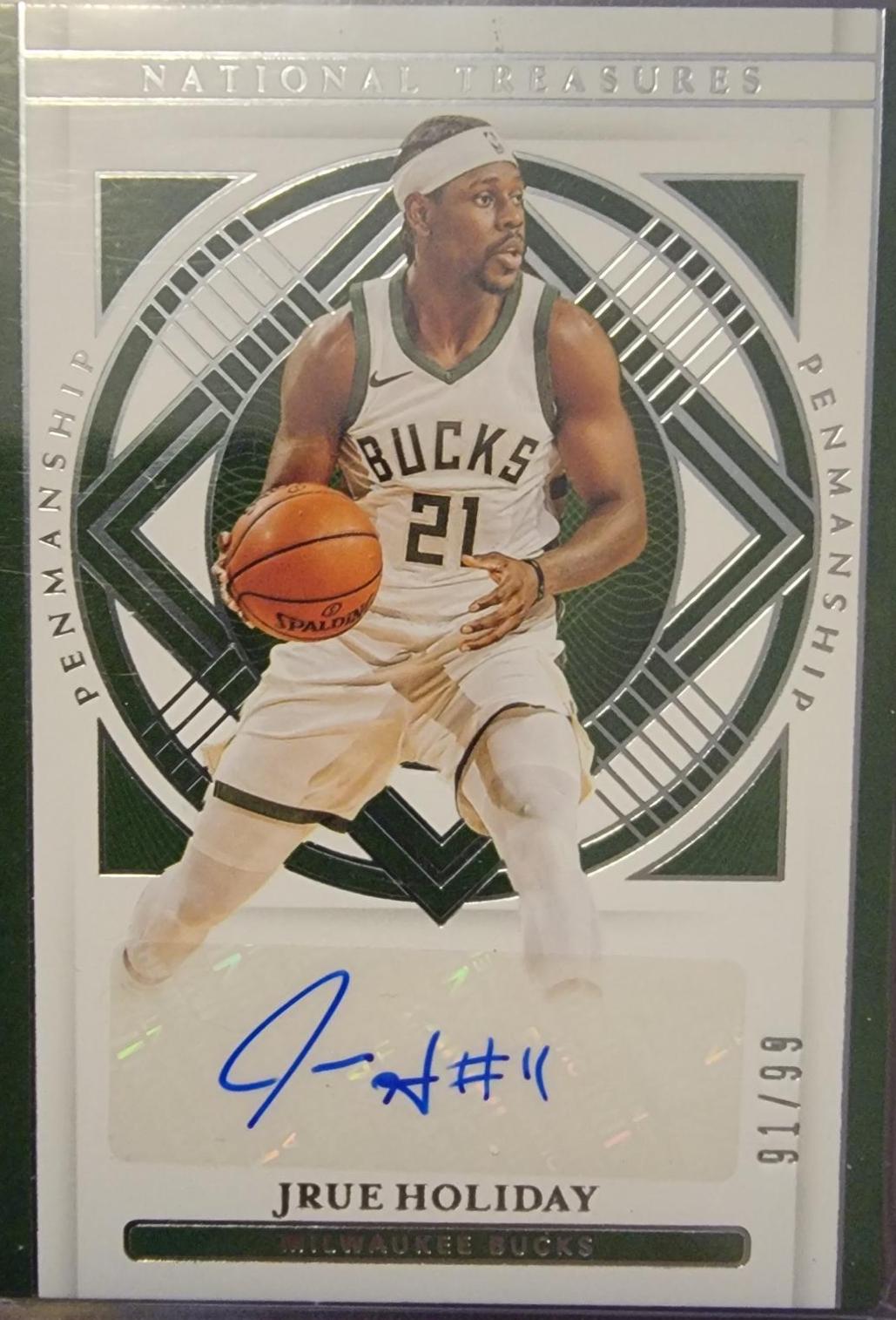 Jrue Holiday #PEN-JHD Basketball Cards 2021 Panini National Treasures Penmanship Autographs