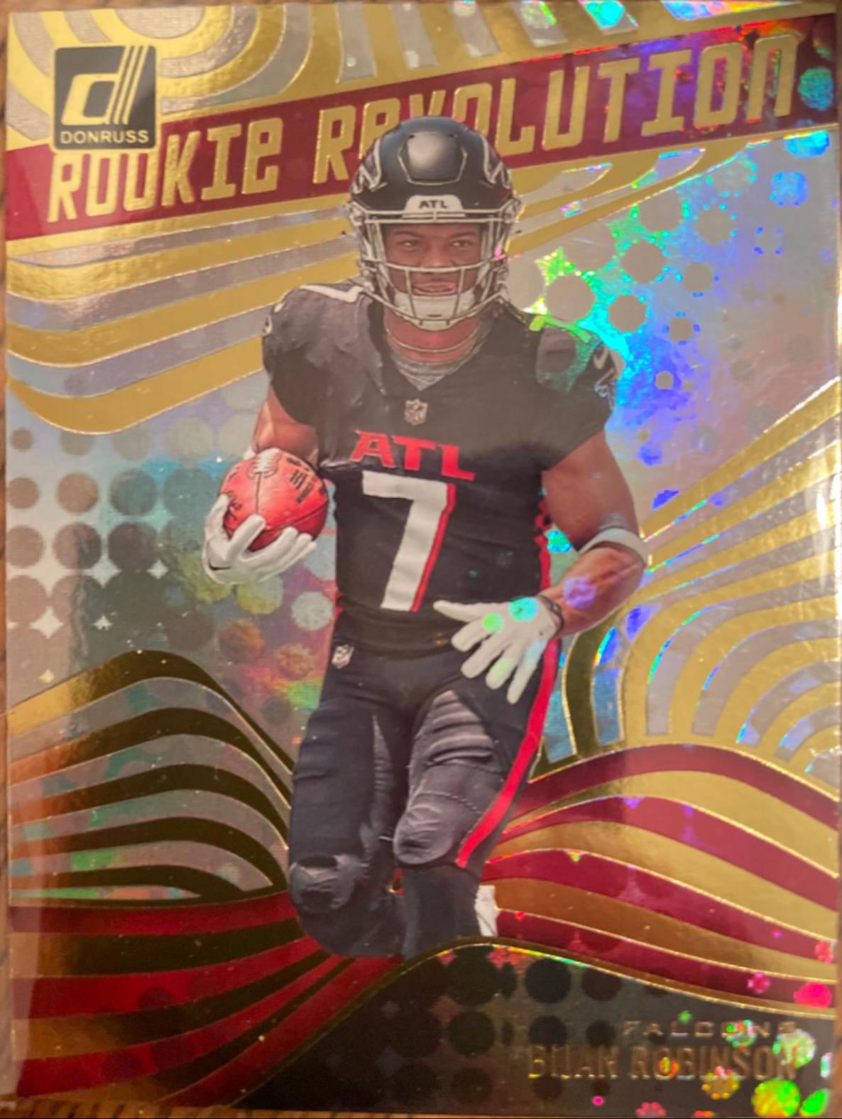 Bijan Robinson #RR-7 Football Cards 2023 Panini Donruss Rookie Revolution