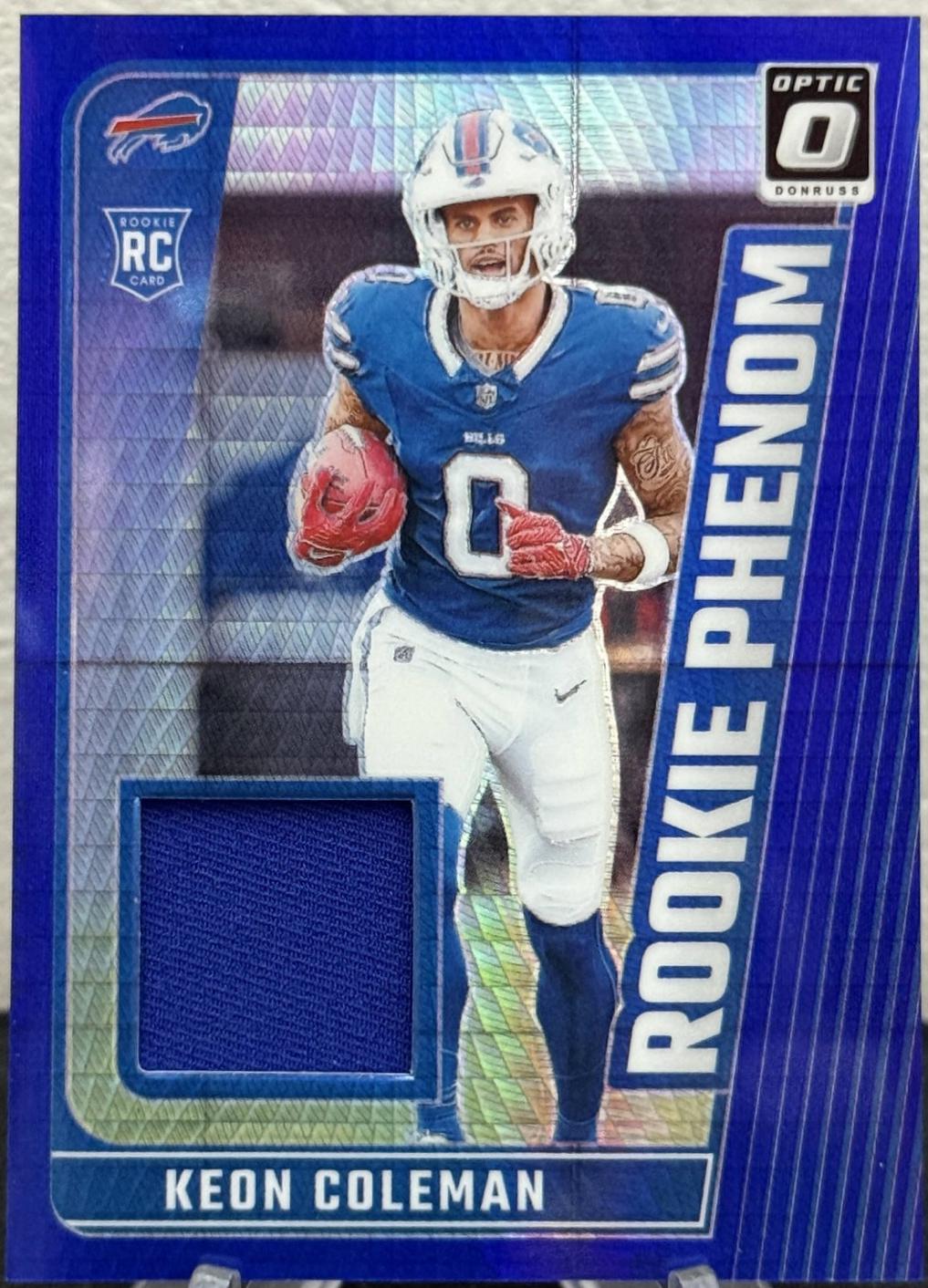 Keon Coleman #RPB-KCN Football Cards 2024 Panini Donruss Optic Rookie Phenom Blue Hyper