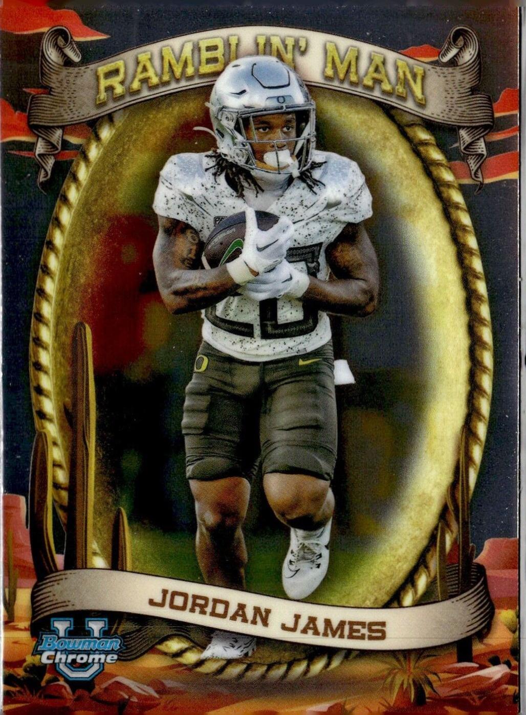 Jordan James #RM-7 Football Cards 2024 Bowman Chrome University Ramblin’ Man