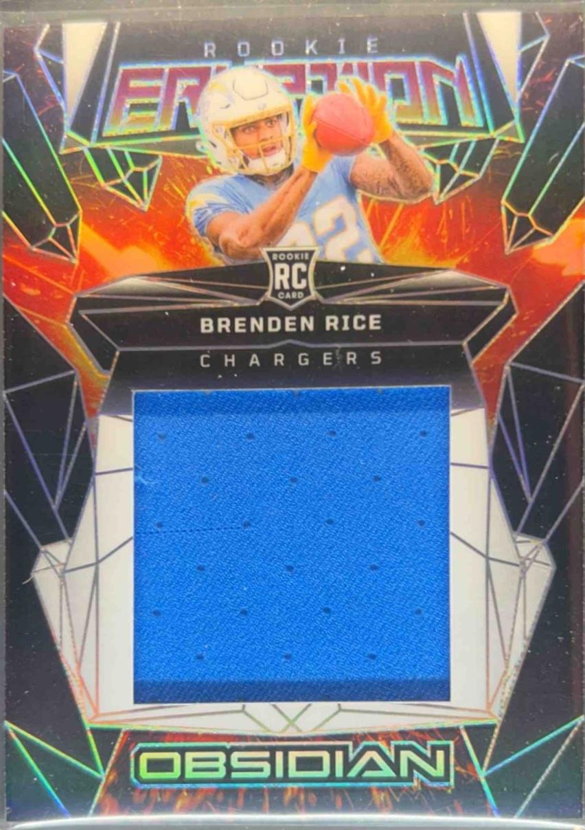 Brenden Rice #6 Football Cards 2024 Panini Obsidian Rookie Eruption Materials
