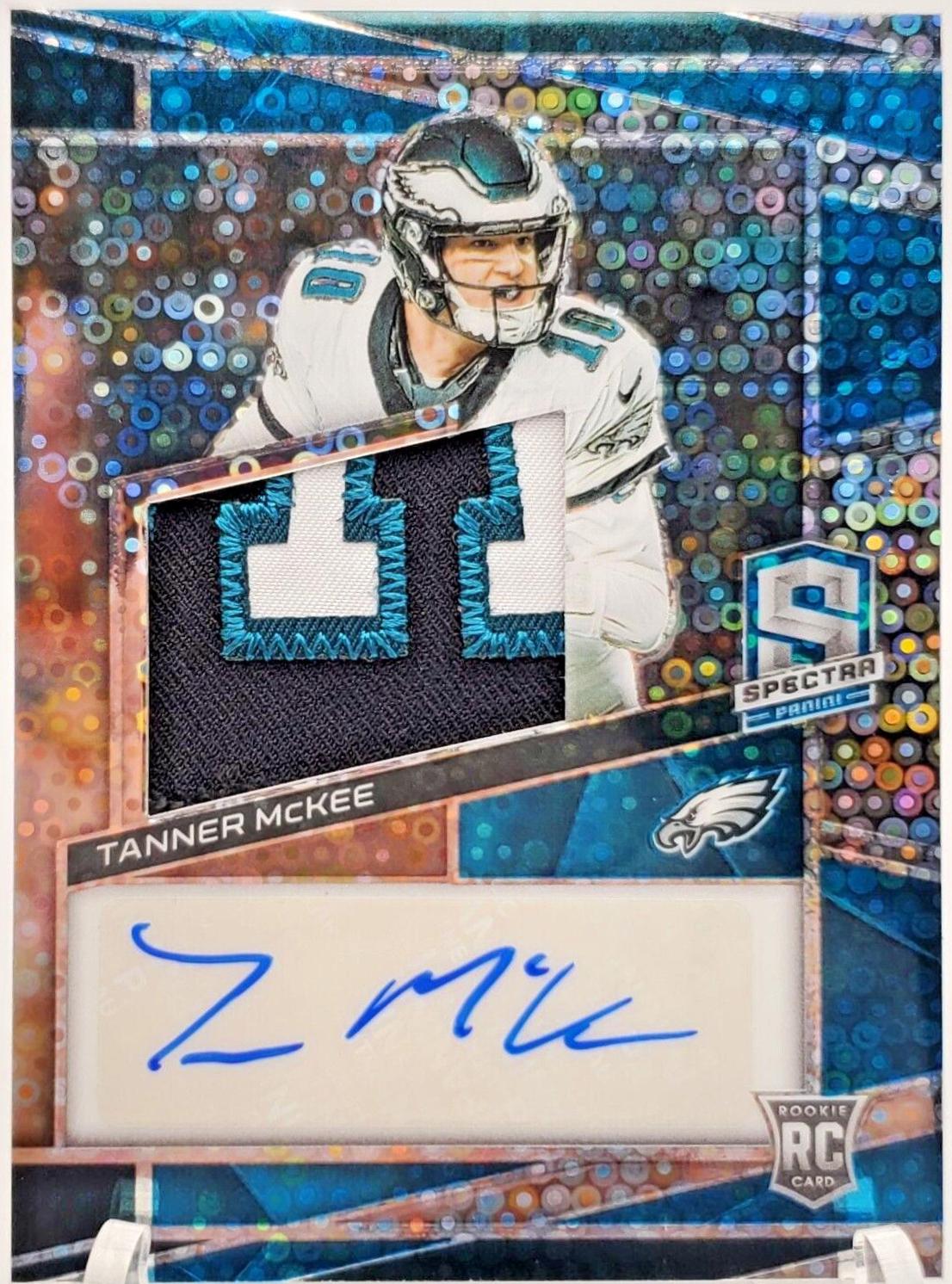 Tanner McKee #20 Football Cards 2023 Panini Spectra Rookie Autograph Neon Blue