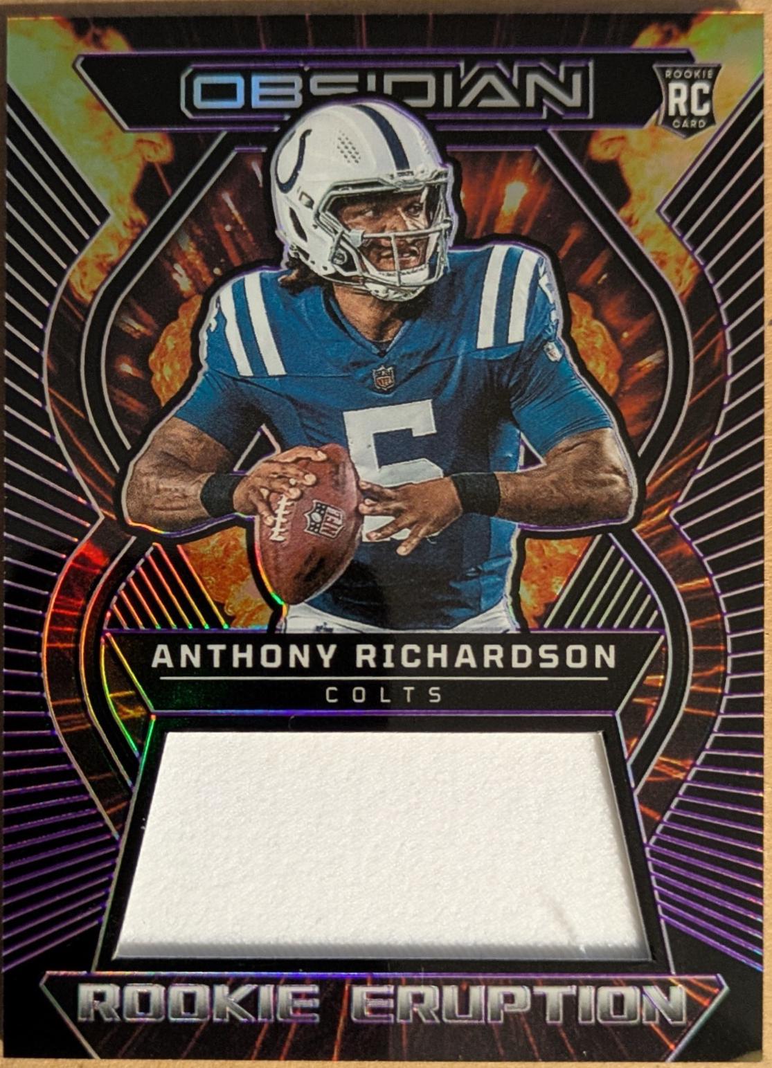 Anthony Richardson #REM-ARI Football Cards 2023 Panini Obsidian Rookie Eruption Material
