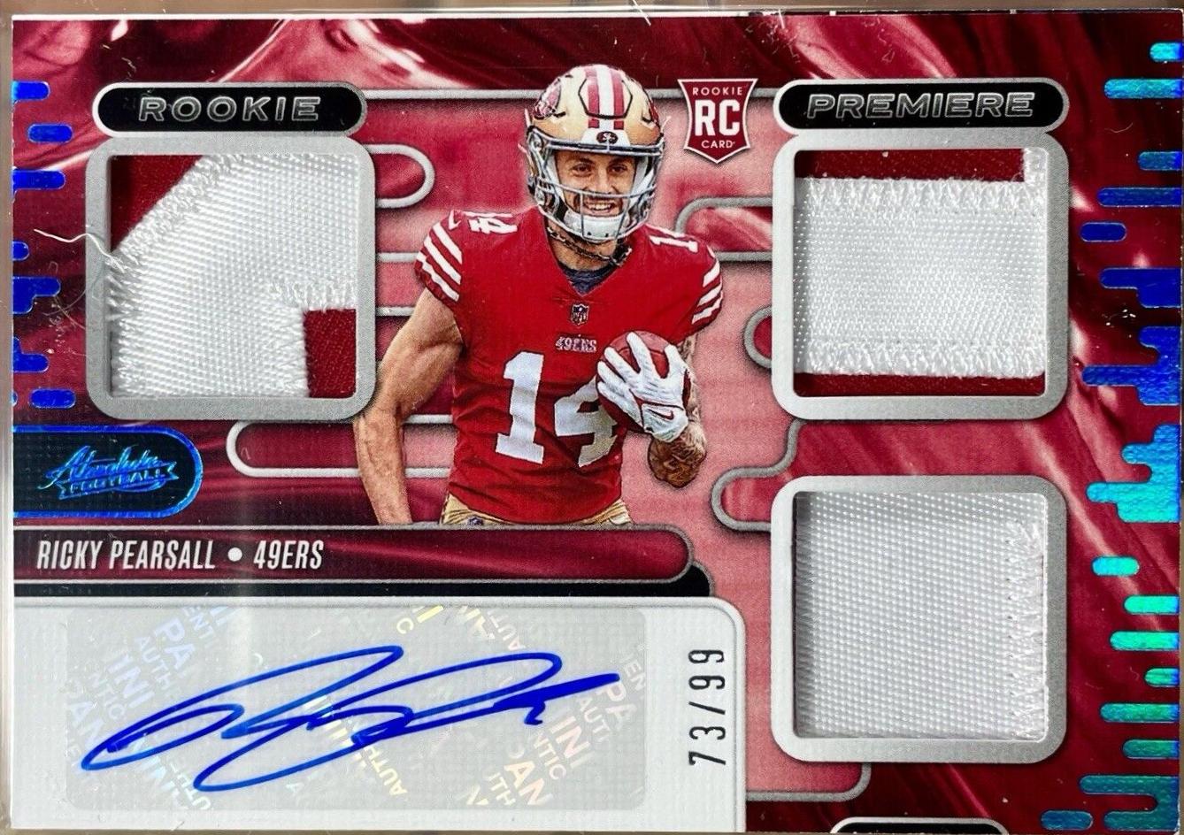 Ricky Pearsall #RPMA-RPL Football Cards 2024 Panini Absolute Rookie Premiere Quad Materials Auto