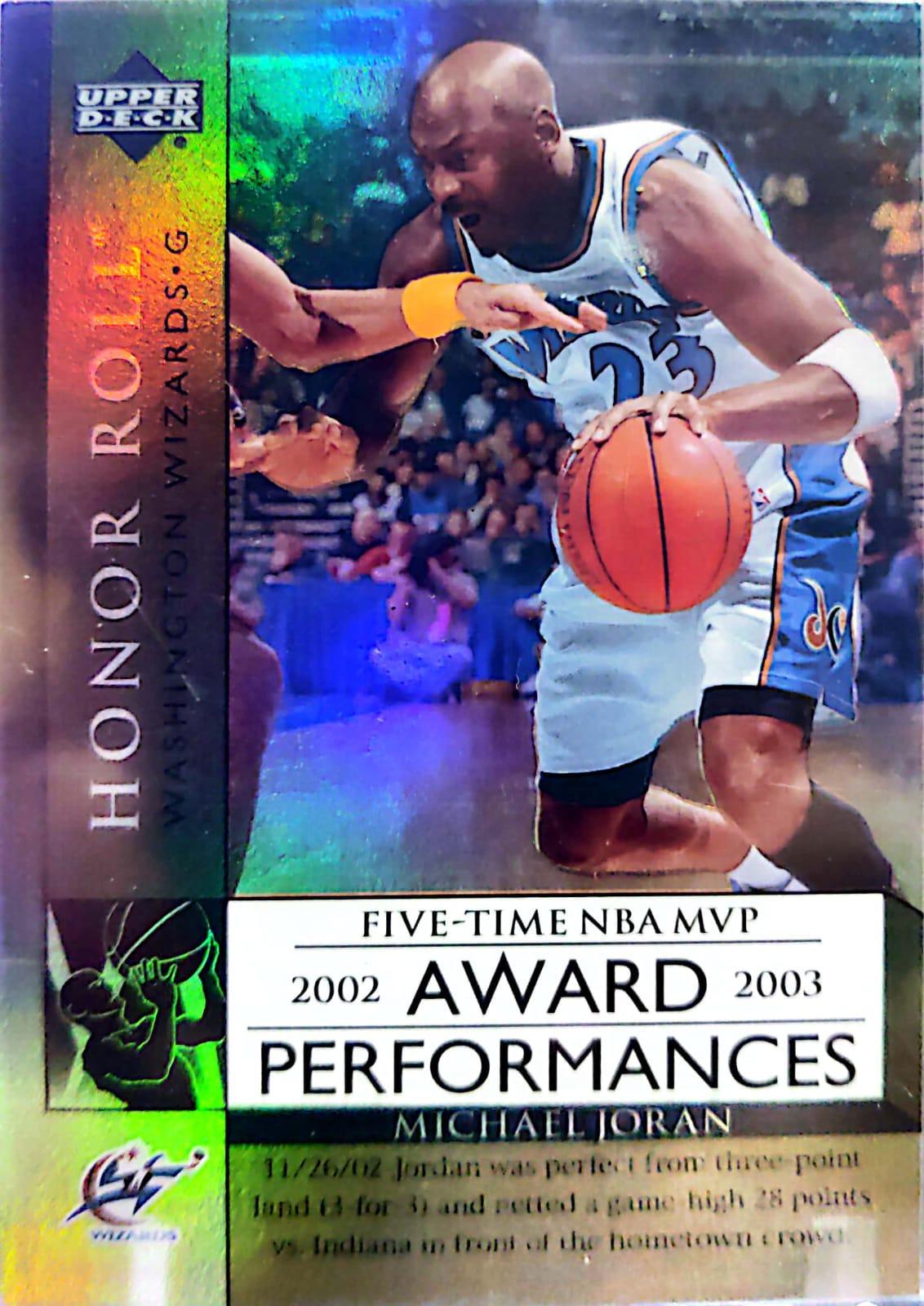 Michael Jordan #AP14 Basketball Cards 2002 Upper Deck Honor Roll Award Performances