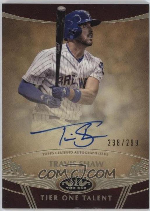 Travis Shaw #TTA-TSH Baseball Cards 2019 Topps Tier One Talent Autographs