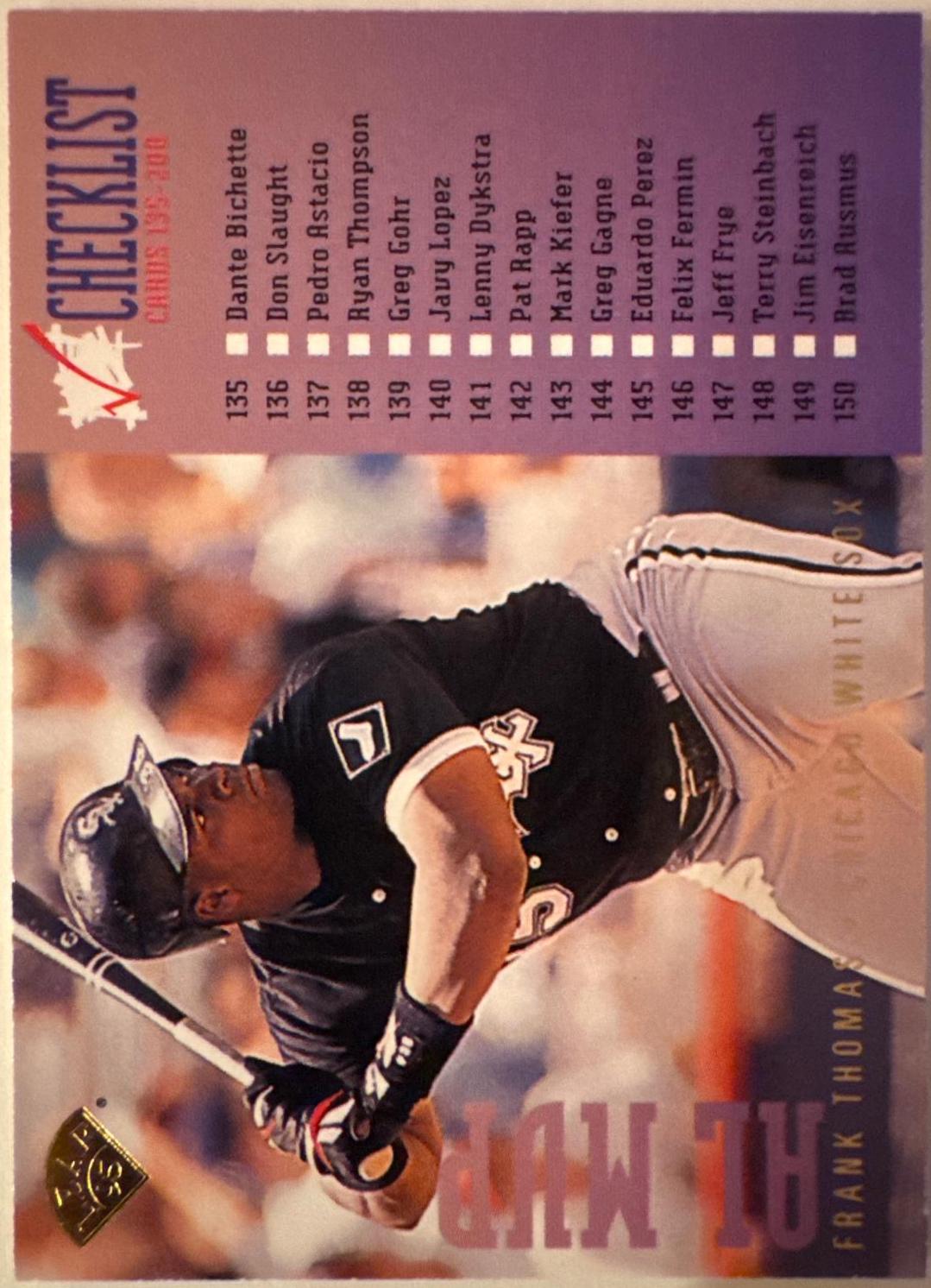 Frank Thomas #3 Baseball Cards 1995 Leaf Checklists