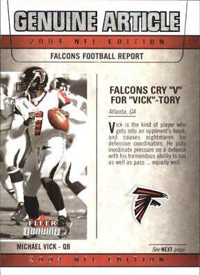 Michael Vick #12GA Football Cards 2004 Fleer Genuine Article