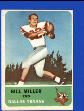 Bill Miller #28 Football Cards 1962 Fleer
