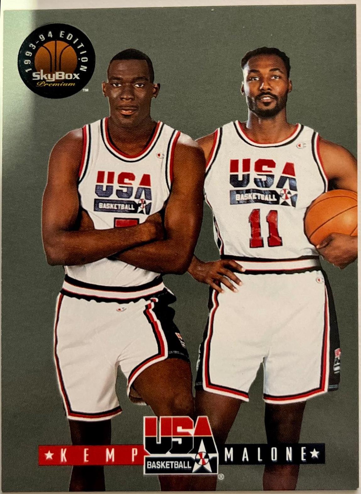 Shawn Kemp, Karl Malone #4 Basketball Cards 1994 Skybox USA Basketball