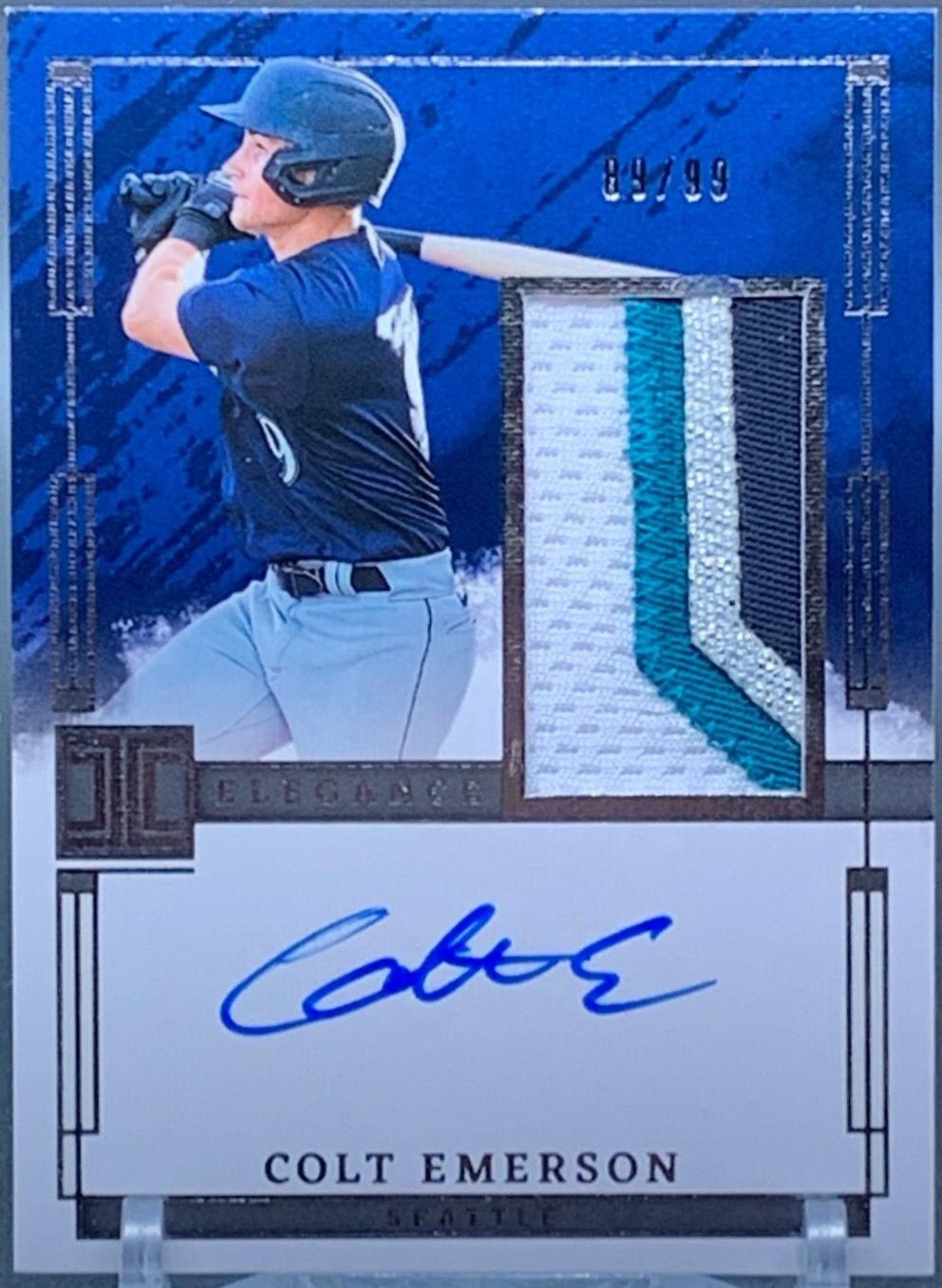 Colt Emerson #EPJ-CE Baseball Cards 2024 Panini Impeccable Elegance Prospect Jersey Autograph