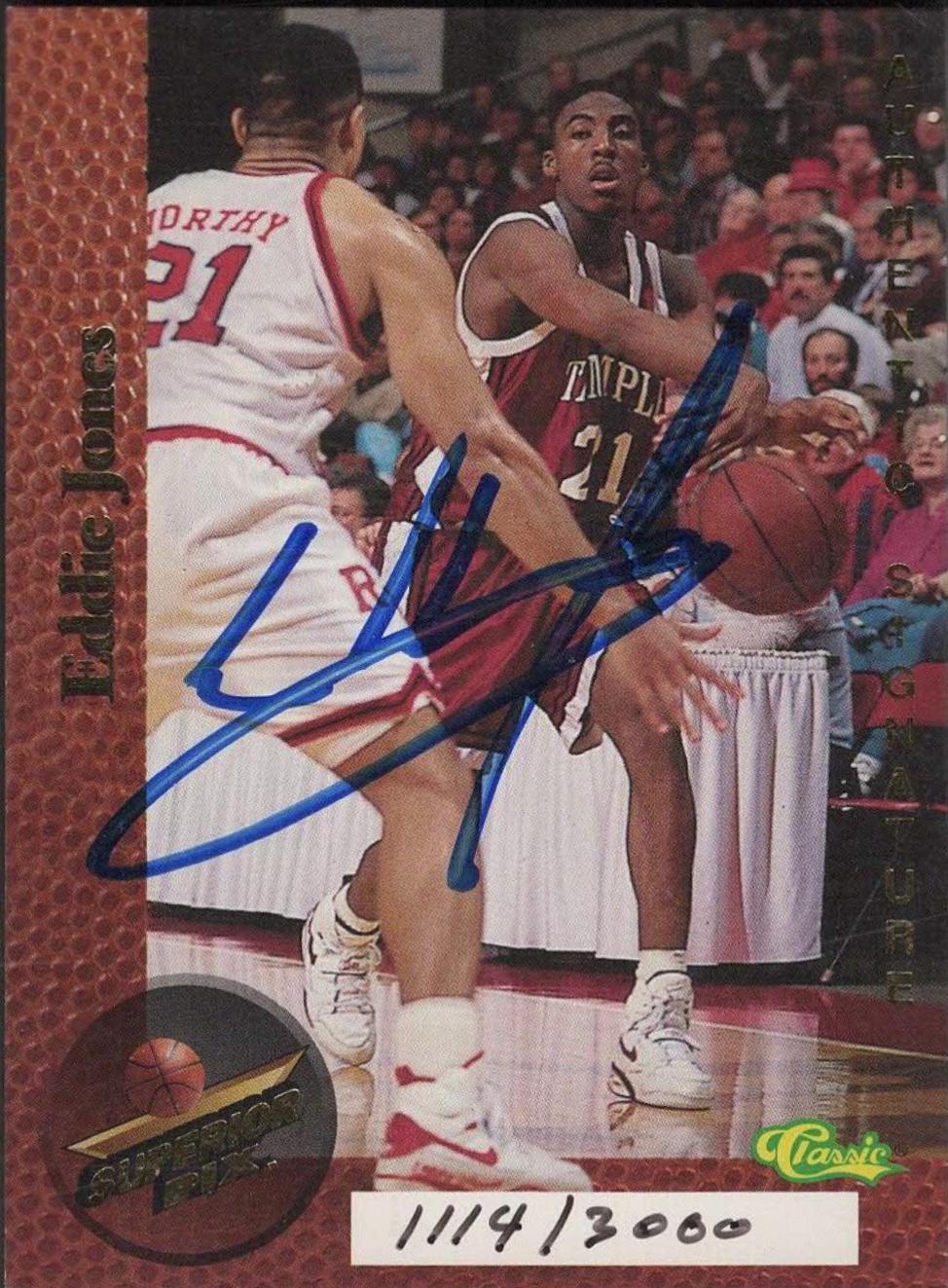 Eddie Jones Basketball Cards 1995 Classic Superior Pix Autographs