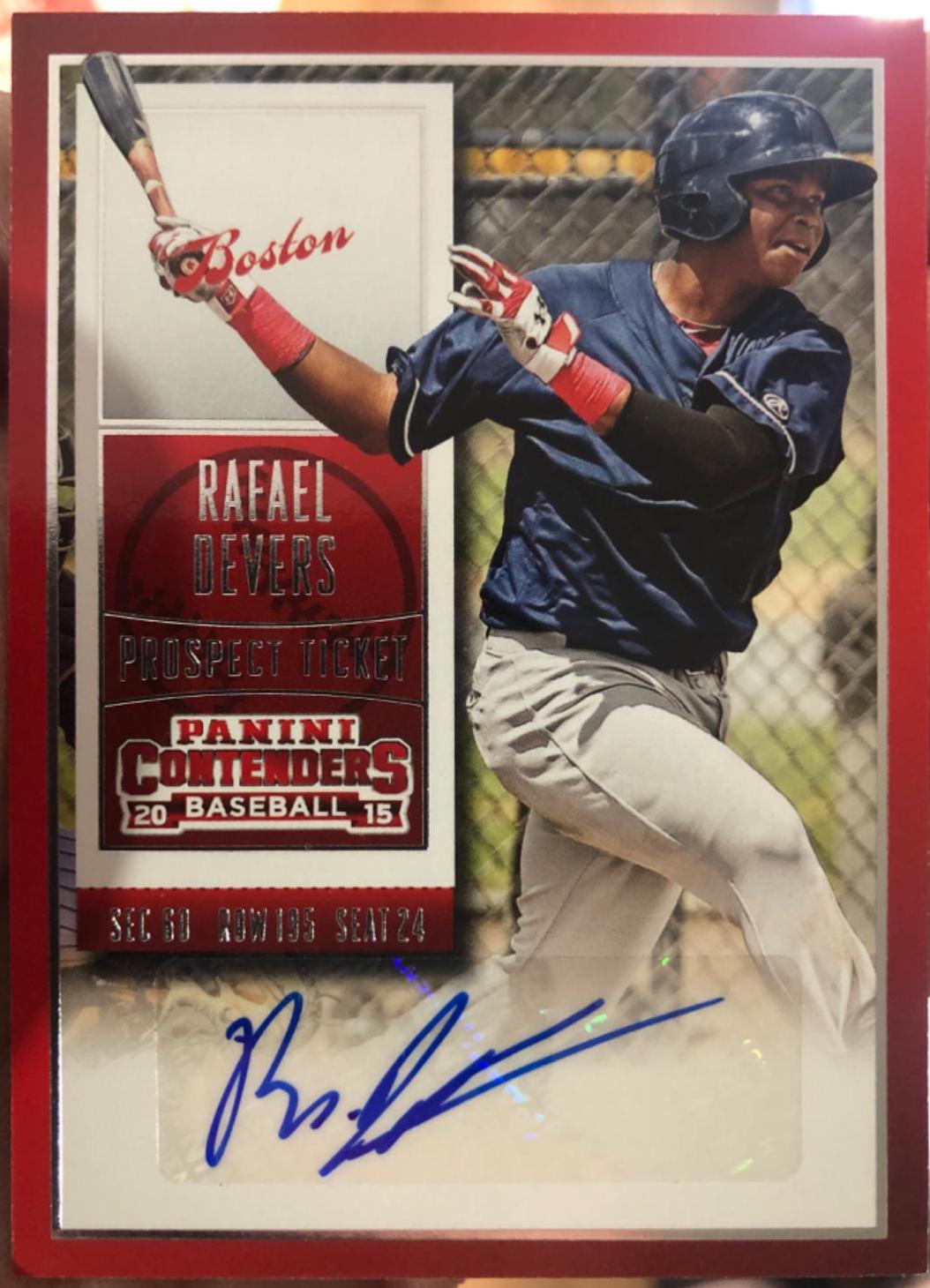 Rafael Devers #32 Baseball Cards 2015 Panini Contenders Prospect Ticket Autographs