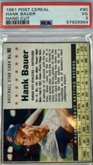 Hank Bauer [Hand Cut] #90 Baseball Cards 1961 Post Cereal Prices