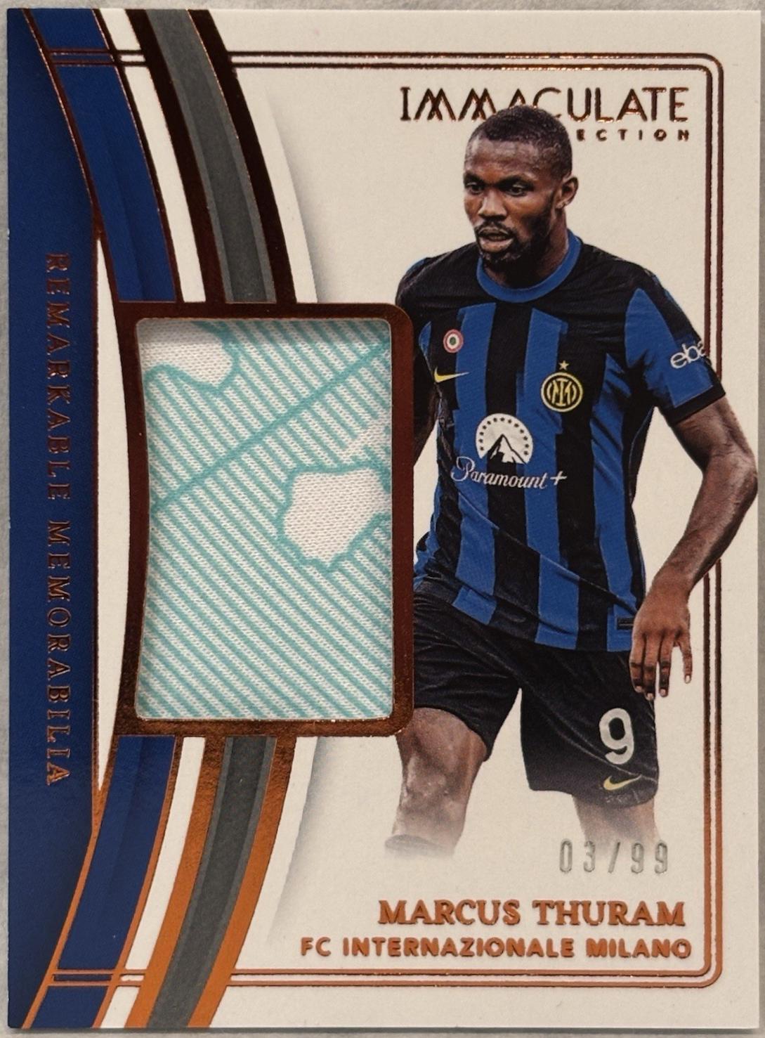Marcus Thuram #RM-MT 2023 Panini Immaculate Remarkable Memorabilia Soccer